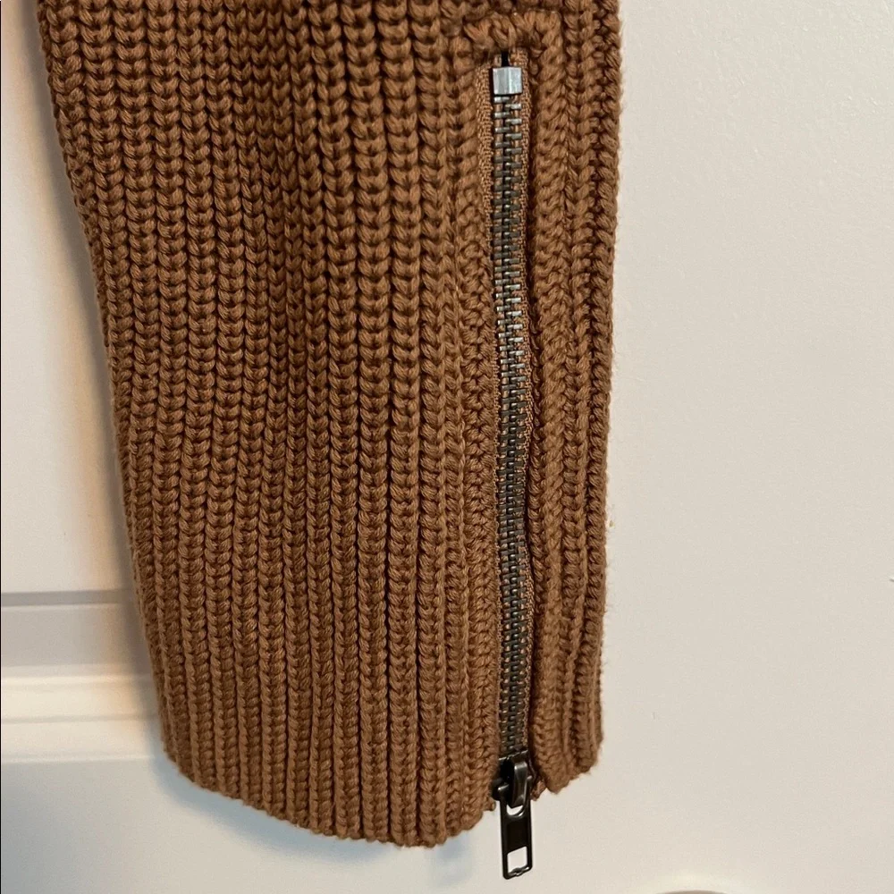 VICI Camel Fall Neutral Moto Jacket Ribbed Knit Sleeve Detail Extra Small